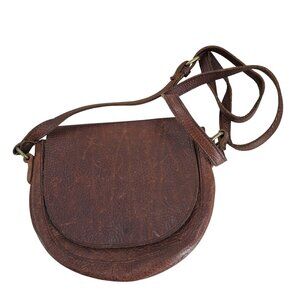 Duluth Trading Company Brown Leather Purse Shoulder Saddle Flap Crossbody Pebble